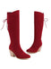 Suede Knee Lace-Up Block Heel Boots - vintage shoes, retro heels