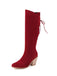 Suede Knee Lace-Up Block Heel Boots - vintage shoes, retro heels