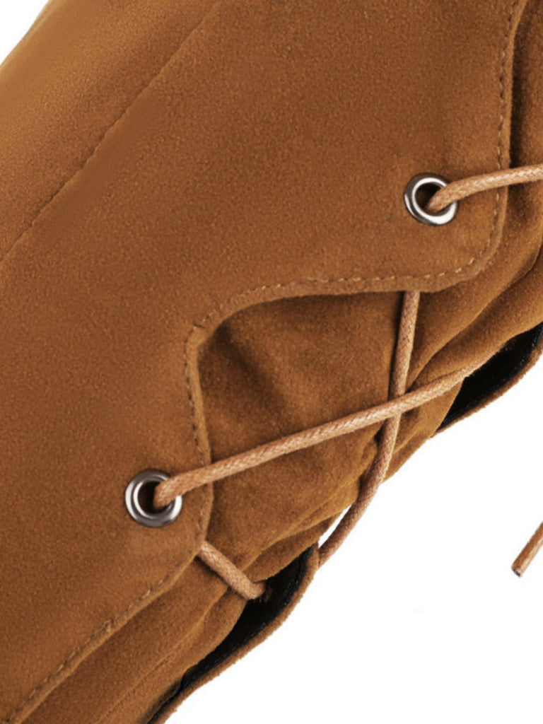 Suede Knee Lace-Up Block Heel Boots, vintage fashion, retro style - perfect for women who love vintage and retro fashion