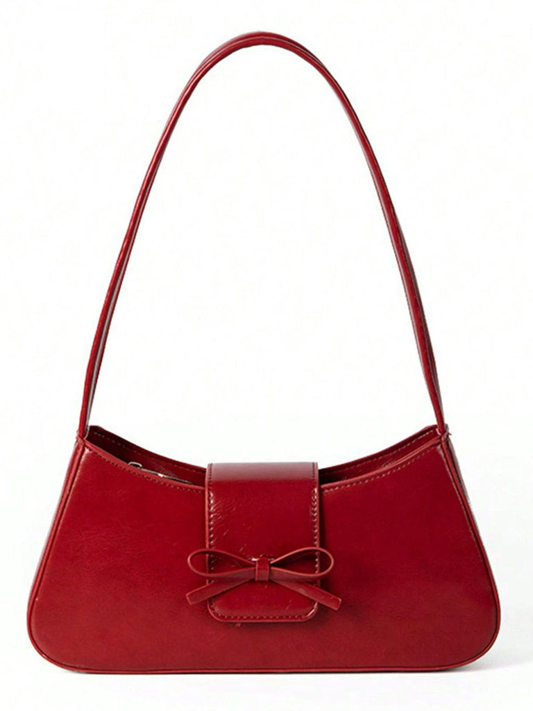 Vintage Leather Bow Baguette Bag