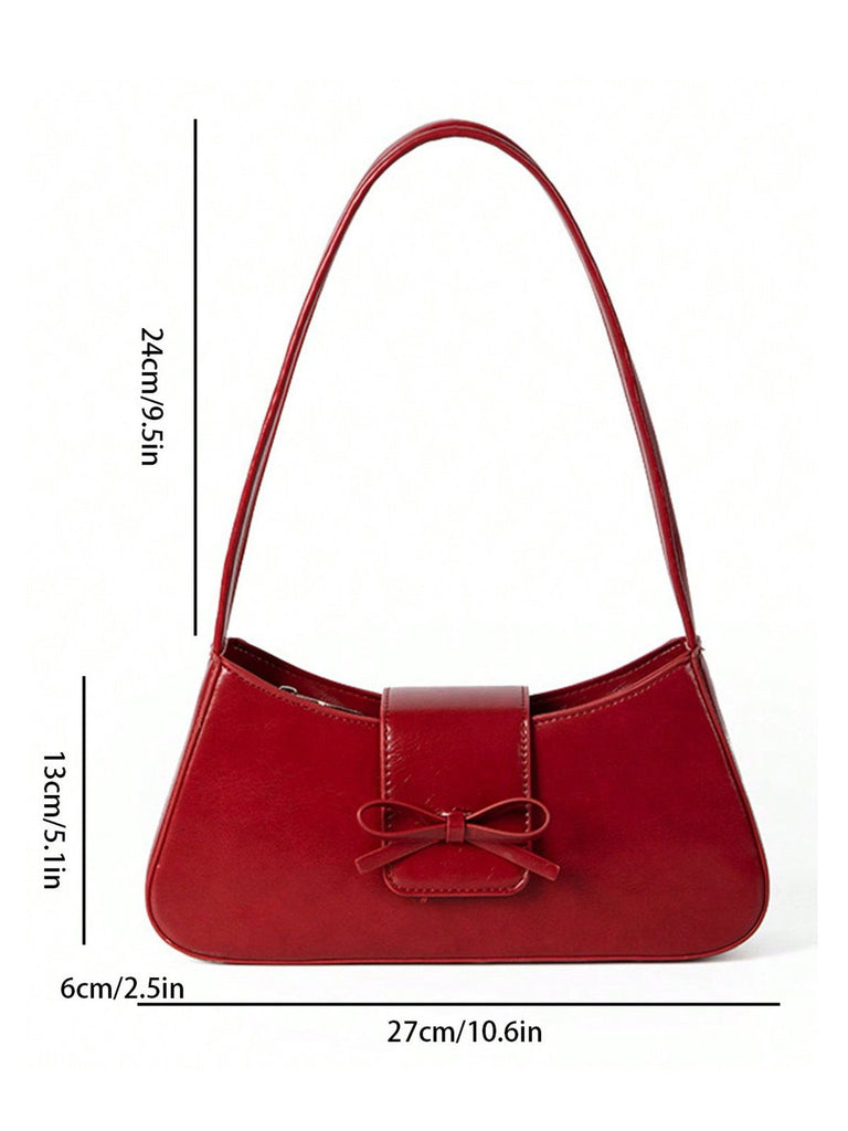 Vintage Leather Bow Baguette Bag