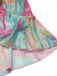 Colorful fabric with a tie-dye pattern on a white background
