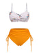 Turmeric 1940s Spaghetti Strap Roses Swimsuit: 1940s Riviera elegance, reimagined for her