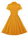 Turmeric 1950s Buttoned Lapel Belted Dress, vintage dress, retro fashion, rockabilly, pin-up fashion - perfect for women who love vintage and retro fashion