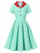 She slips into this Turquoise 1950s Patchwork Polka Dots Dress and suddenly it's a 1950s daydream