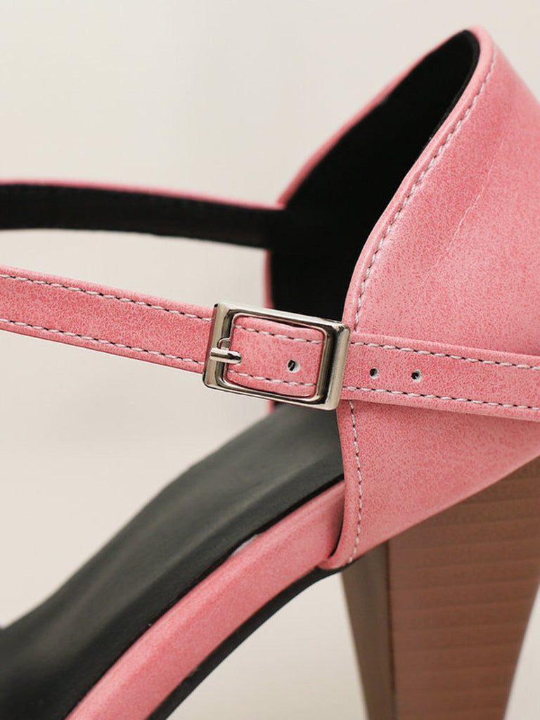 Two-Tone T-Strap Mary Jane Block Heel Pumps - vintage shoes, retro heels