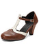 Two-Tone T-Strap Mary Jane Block Heel Pumps - vintage shoes, retro heels