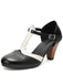 Two-Tone T-Strap Mary Jane Block Heel Pumps - vintage shoes, retro heels