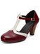 Two-Tone T-Strap Mary Jane Block Heel Pumps - vintage shoes, retro heels
