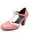 Two-Tone T-Strap Mary Jane Block Heel Pumps - vintage shoes, retro heels