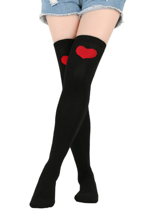 She finds her vintage story in this Valentine Heart Lip High-Thigh Socks