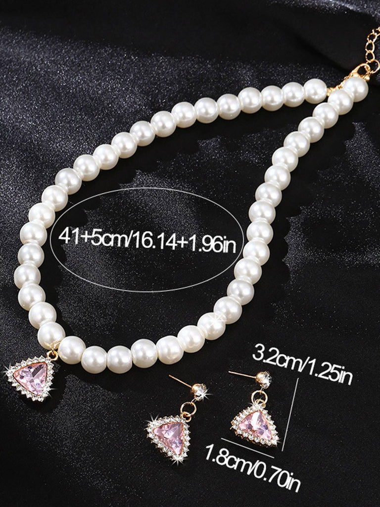 Valentine Imitation Pearl Necklace Rhinestoned | vintage jewelry, Art Deco
