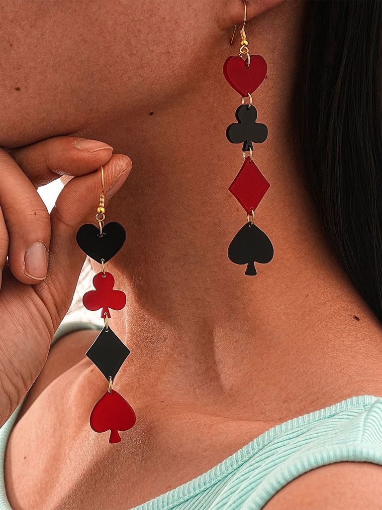 Valentine's Poker Card Suit Combo Earrings - vintage fashion, retro style