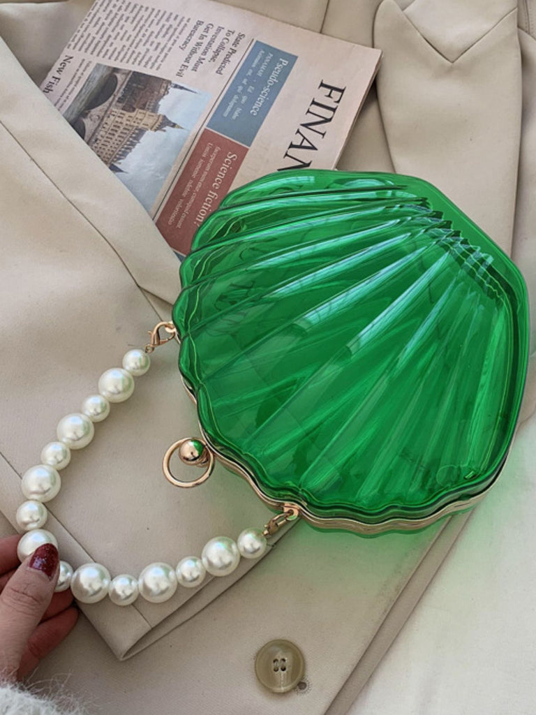 Vintage 3D Seashell Transparent Pearl Chain Bag - vintage fashion, retro style
