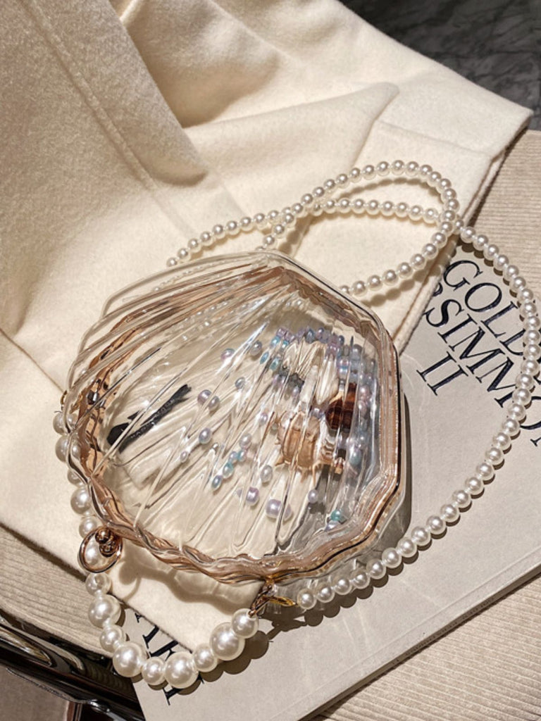 Vintage 3D Seashell Transparent Pearl Chain Bag - vintage fashion, retro style