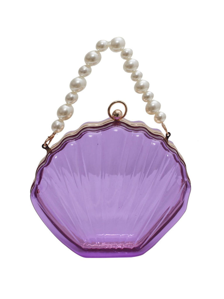Vintage 3D Seashell Transparent Pearl Chain Bag - vintage fashion, retro style