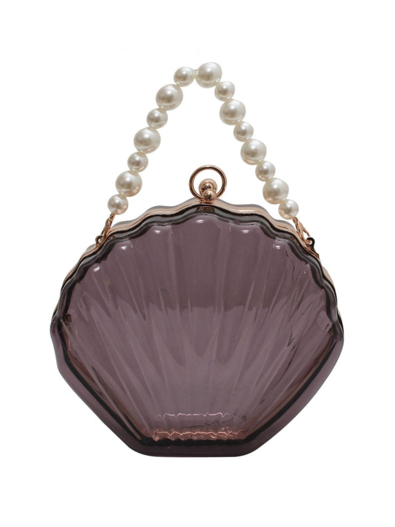 Vintage 3D Seashell Transparent Pearl Chain Bag - vintage fashion, retro style