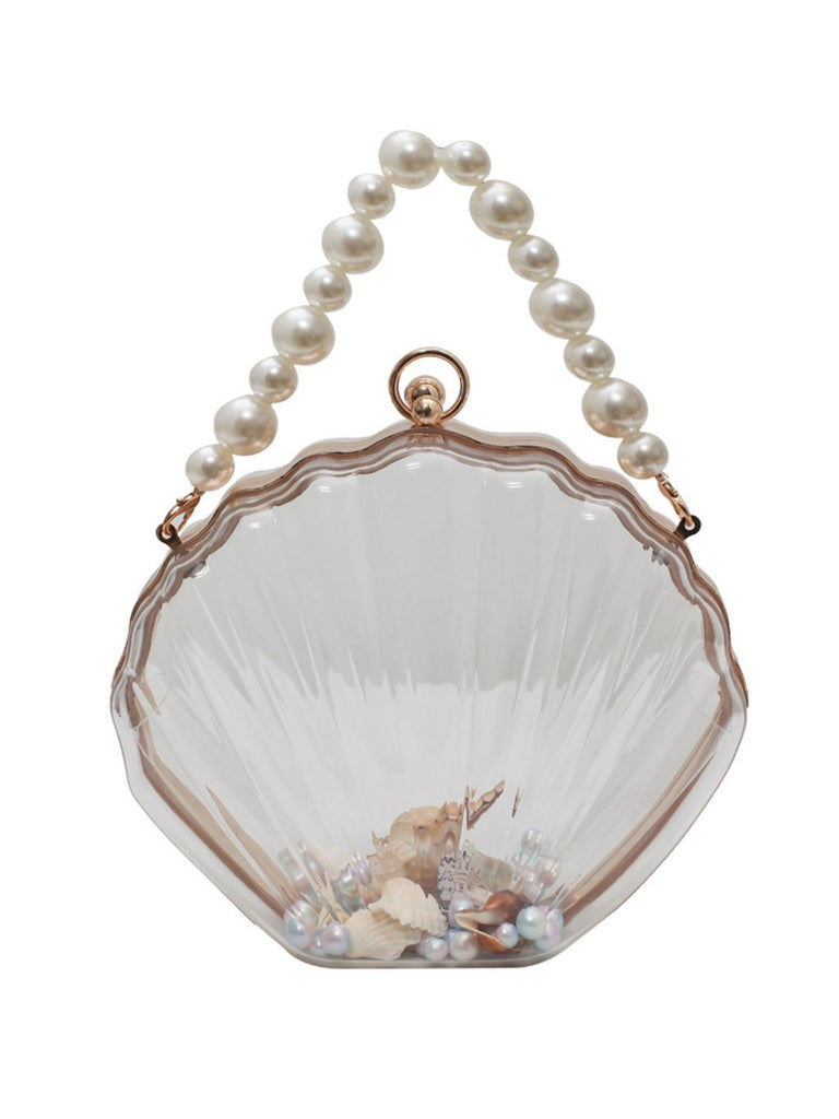 Vintage 3D Seashell Transparent Pearl Chain Bag - vintage fashion, retro style