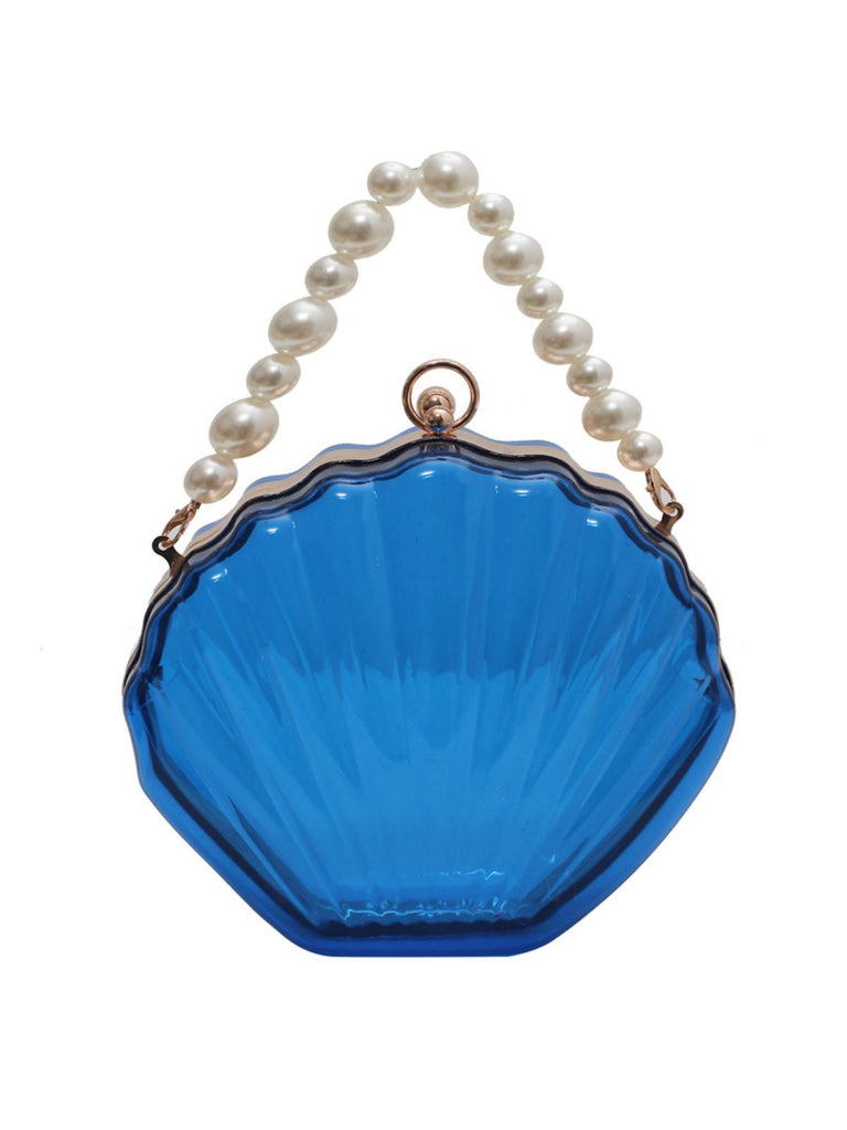 Vintage 3D Seashell Transparent Pearl Chain Bag - vintage fashion, retro style