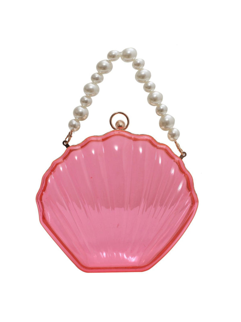 Vintage 3D Seashell Transparent Pearl Chain Bag - vintage fashion, retro style