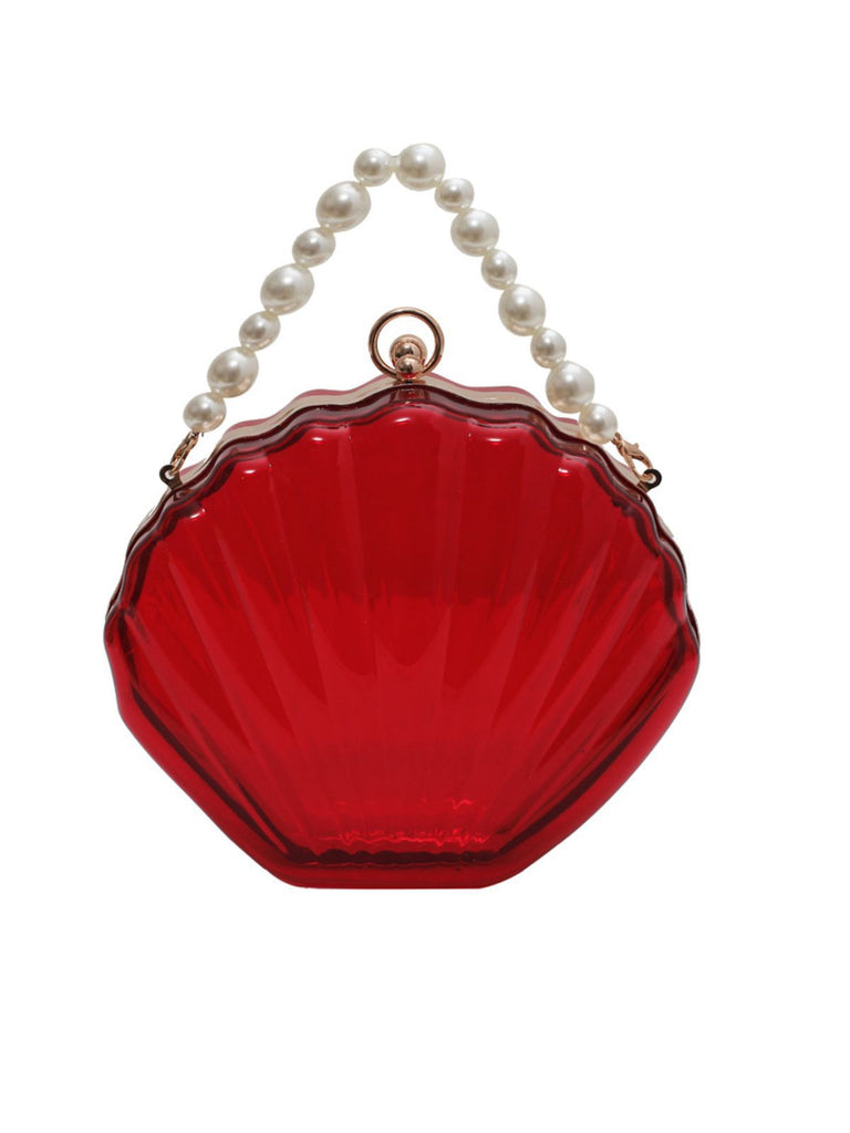 Vintage 3D Seashell Transparent Pearl Chain Bag - vintage fashion, retro style