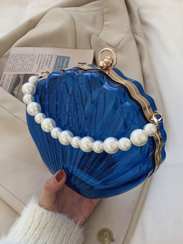 Vintage 3D Seashell Transparent Pearl Chain Bag - vintage fashion, retro style