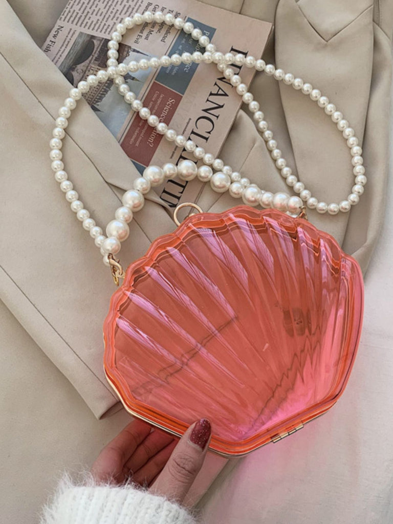 Vintage 3D Seashell Transparent Pearl Chain Bag - vintage fashion, retro style