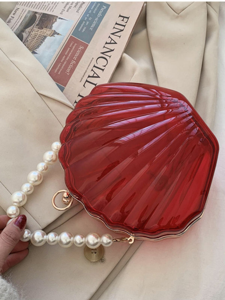 Vintage 3D Seashell Transparent Pearl Chain Bag - vintage fashion, retro style