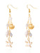 Vintage Alloy Starfish & Conch & Pearl Earrings - vintage fashion, retro style