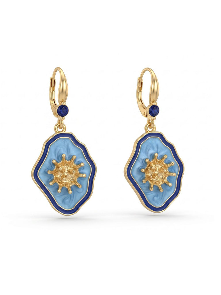 Vintage Blue Flower Pendant Earrings, vintage fashion, retro style - perfect for women who love vintage and retro fashion