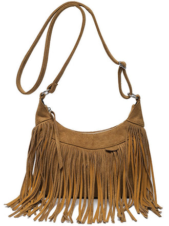 Vintage Boho Fringe Suede Shoulder Bag - vintage fashion, retro style