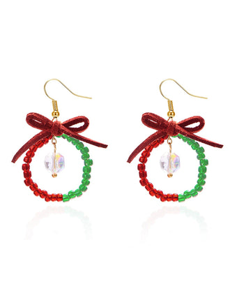 Vintage Bow Gemstone Beaded Earrings - vintage fashion, retro style