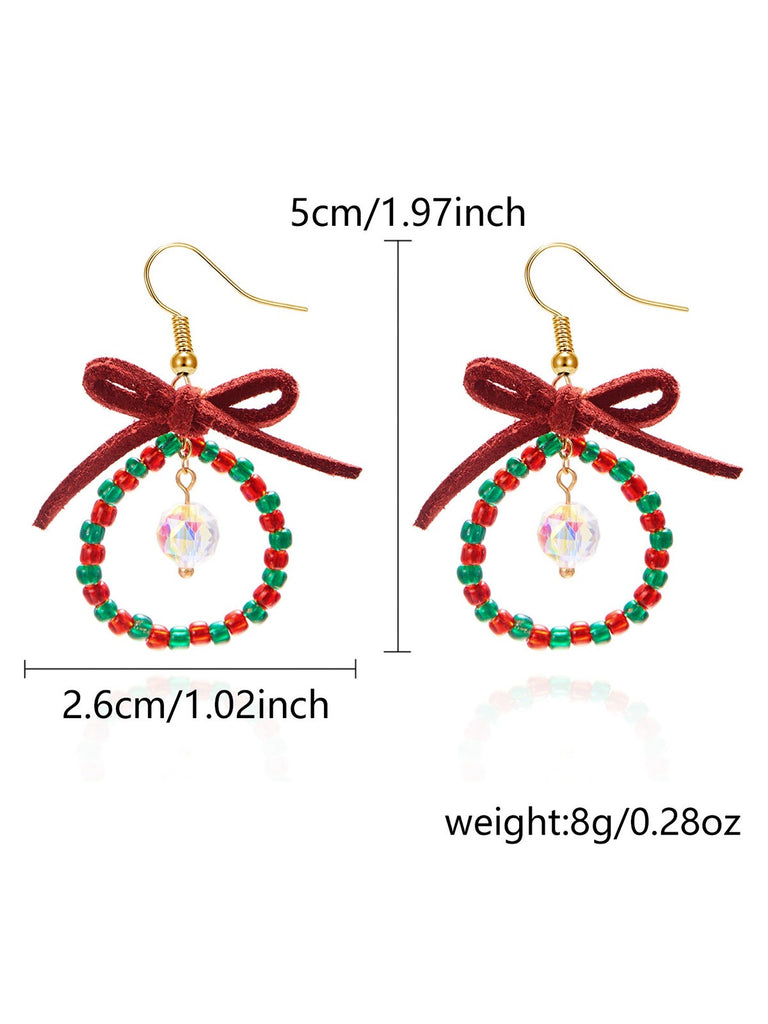 Vintage Bow Gemstone Beaded Earrings - vintage fashion, retro style