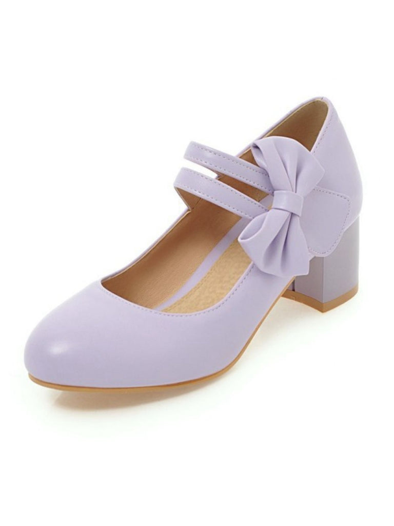 Vintage Bow Round Toe Cone Heel Shoes — 1950s style that transcends decades