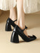 Vintage Bow Strap Point Toe Chunky Heels - vintage shoes, retro heels