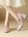 Vintage Bow Strap Point Toe Chunky Heels - vintage shoes, retro heels