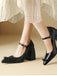 Vintage Bow Strap Point Toe Chunky Heels - vintage shoes, retro heels