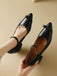 Vintage Bow Strap Point Toe Chunky Heels - vintage shoes, retro heels