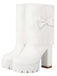 Vintage Bowknot Plush Chunky Heel Boots - vintage shoes, retro heels