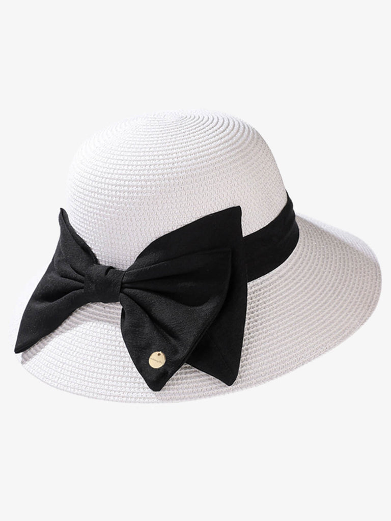 Vintage Bowknot Wide Brim Ruffia Hat - vintage fashion, retro style