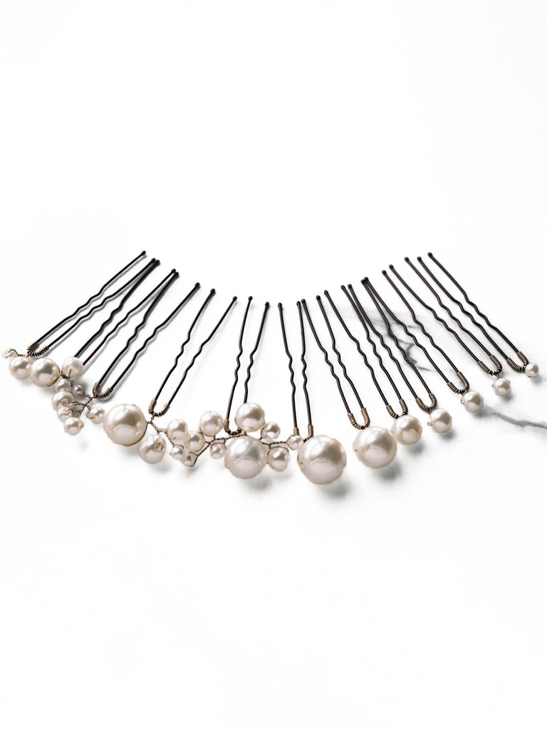 Dark Coffee 1970s Pearl Hair Pin Accessories Set