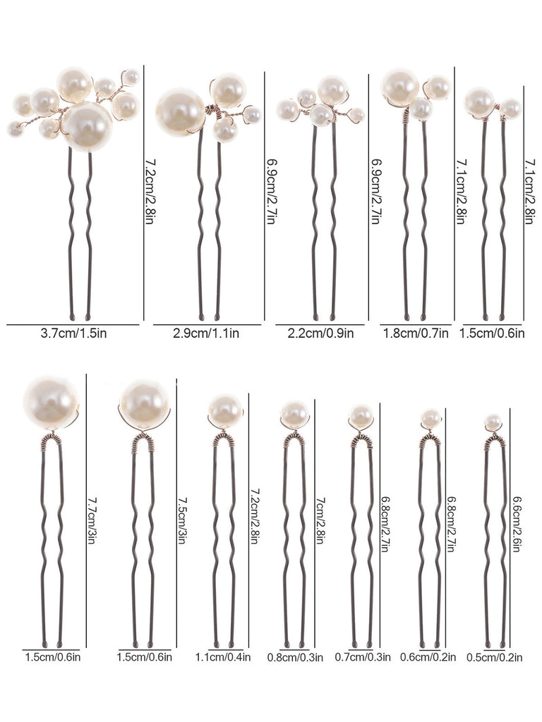 Dark Coffee 1970s Pearl Hair Pin Accessories Set 5