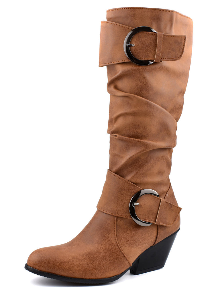 Vintage Buckle Western Style Cowboy Boots - vintage fashion, retro style
