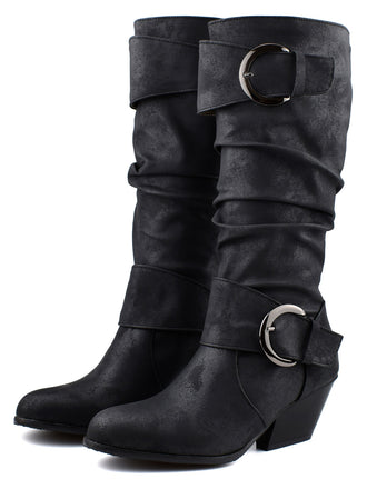 Vintage Buckle Western Style Cowboy Boots - vintage fashion, retro style