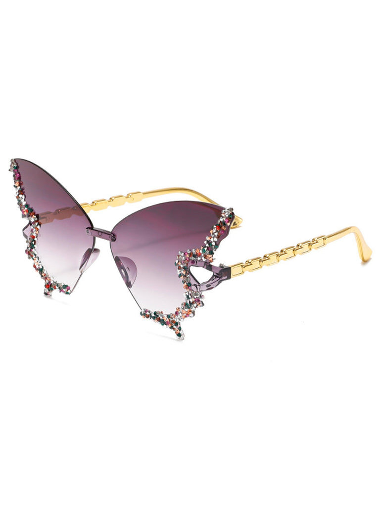 Vintage Butterfly-Shaped Gradient Rimless Sunglasses - vintage fashion, retro style