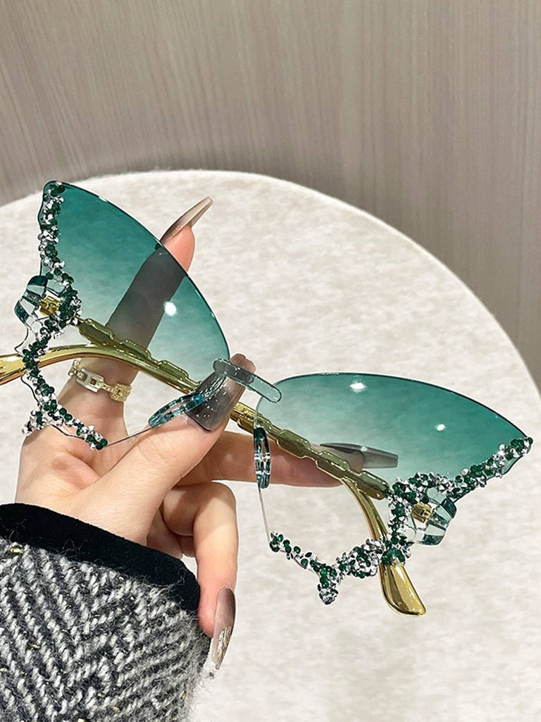Vintage Butterfly-Shaped Gradient Rimless Sunglasses - vintage fashion, retro style