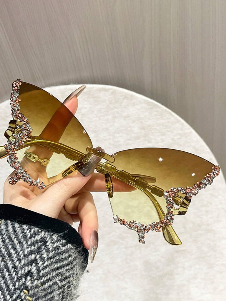 Vintage Butterfly-Shaped Gradient Rimless Sunglasses - vintage fashion, retro style