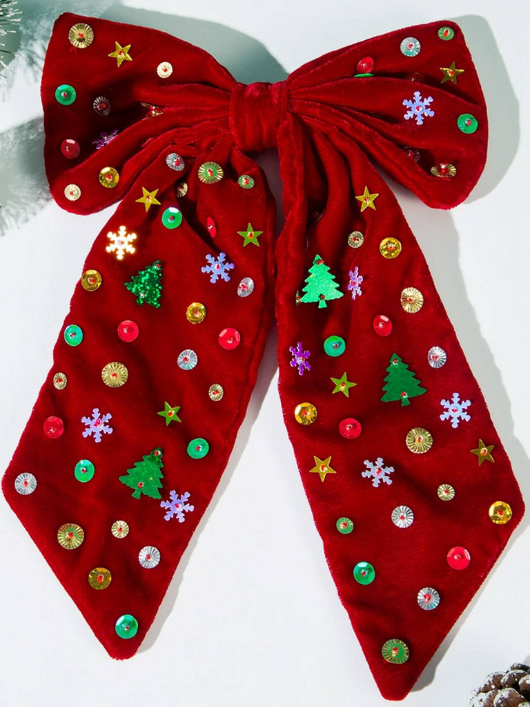 Vintage Christmas Velvet Large Bow Hairpin - vintage fashion, retro style