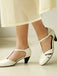 Vintage Closed Toe T-Strap Side Cutout Medium Heels - vintage shoes, retro heels