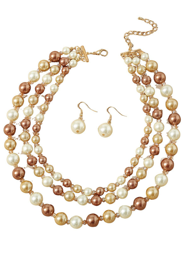Vintage Cluster Pearl Earrings & Necklaces Set - vintage fashion, retro style